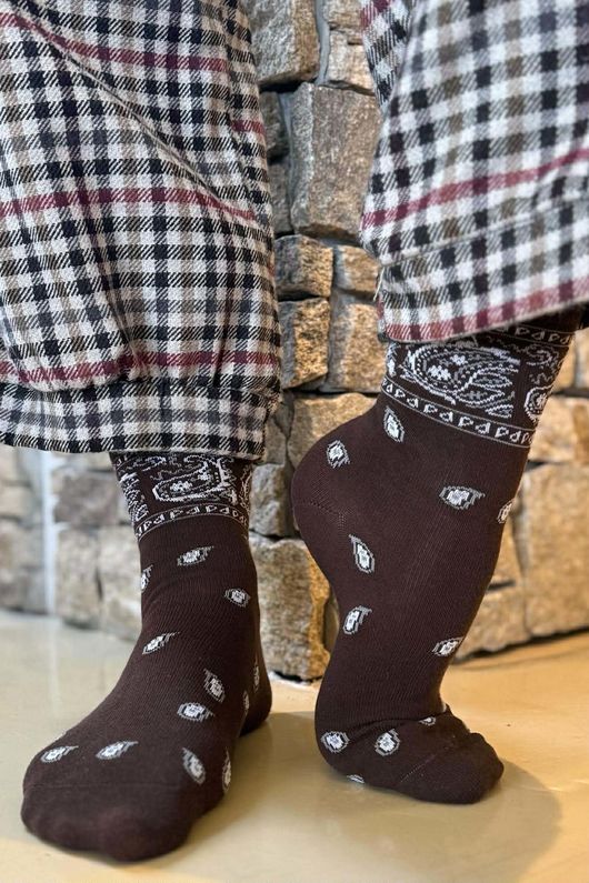 Bandana Cotton Stretch Socks Chocolate